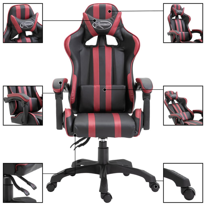 gamingstol kunstlæder vinrød
