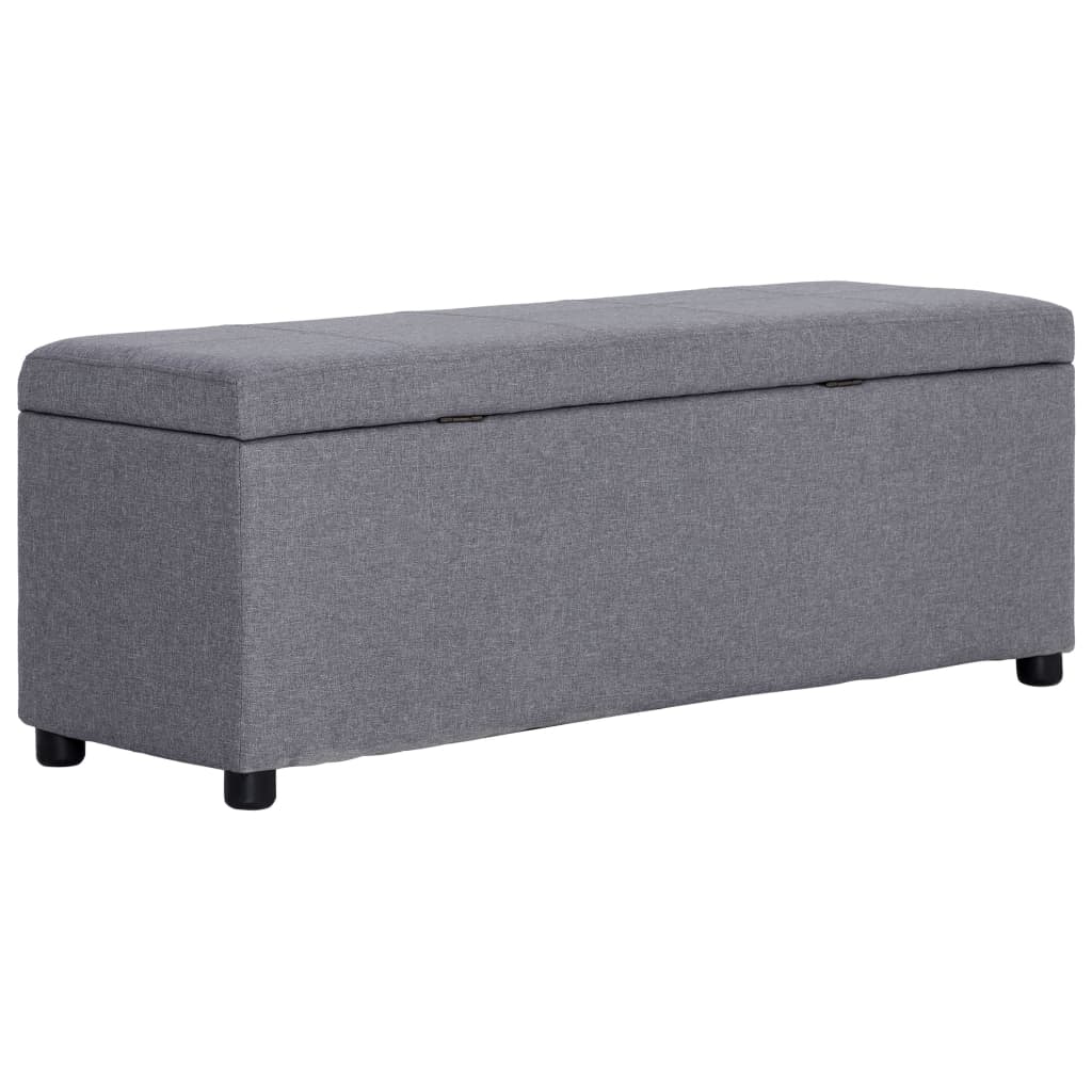 bænk med opbevaringsrum 116 cm polyester lysegrå