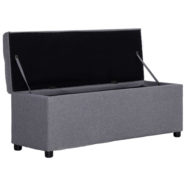 bænk med opbevaringsrum 116 cm polyester lysegrå
