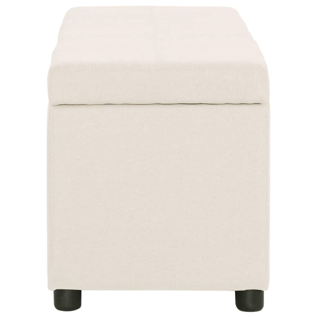 bænk med opbevaringsrum 116 cm polyester cremefarvet