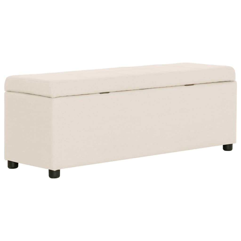 bænk med opbevaringsrum 116 cm polyester cremefarvet