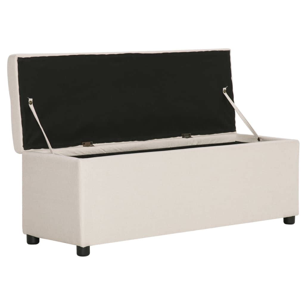 bænk med opbevaringsrum 116 cm polyester cremefarvet