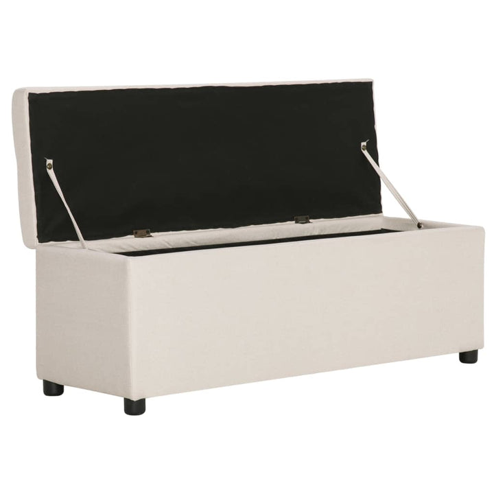 bænk med opbevaringsrum 116 cm polyester cremefarvet