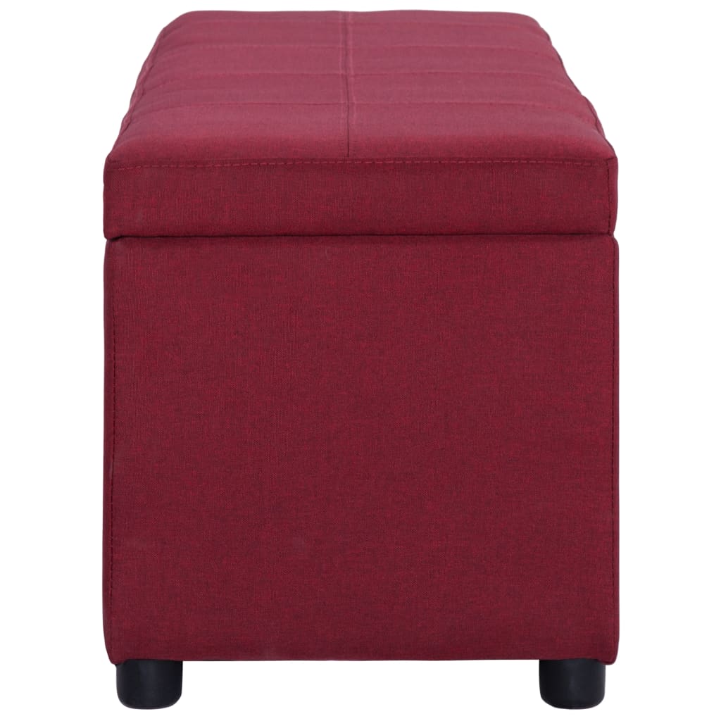 bænk med opbevaringsrum 116 cm polyester rødvinsfarvet