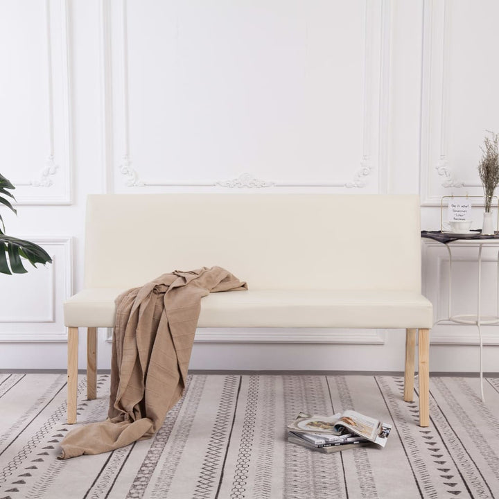 bænk i kunstlæder 139,5 cm cremefarvet