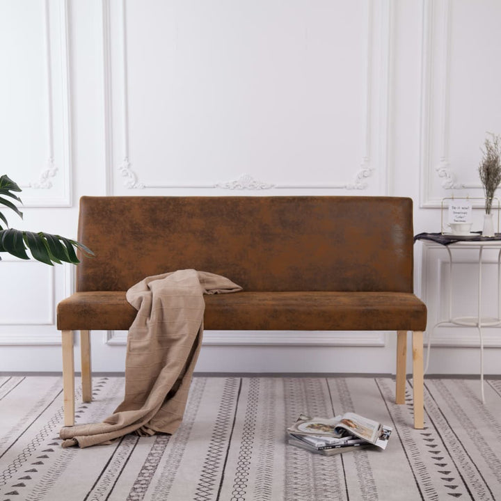 bænk i imiteret ruskind 139,5 cm brun