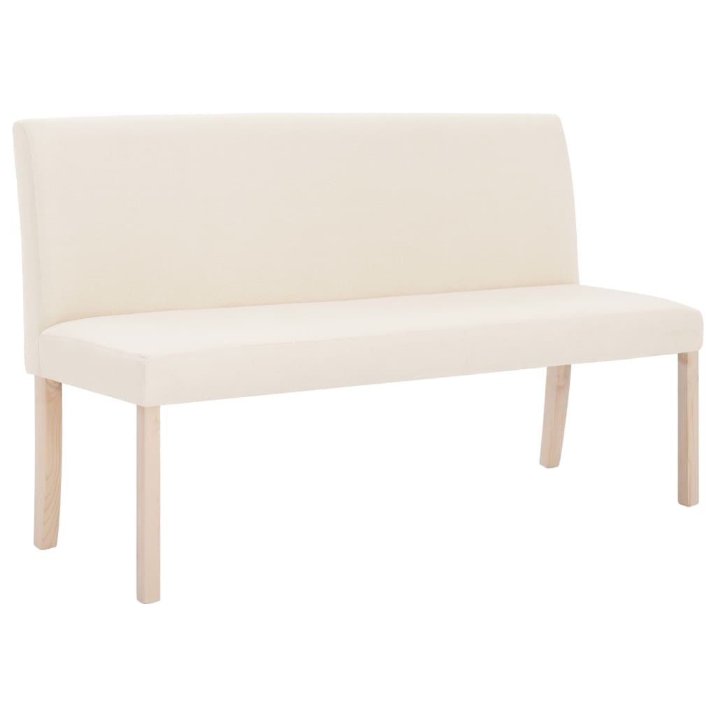 bænk 139,5 cm polyester cremefarvet