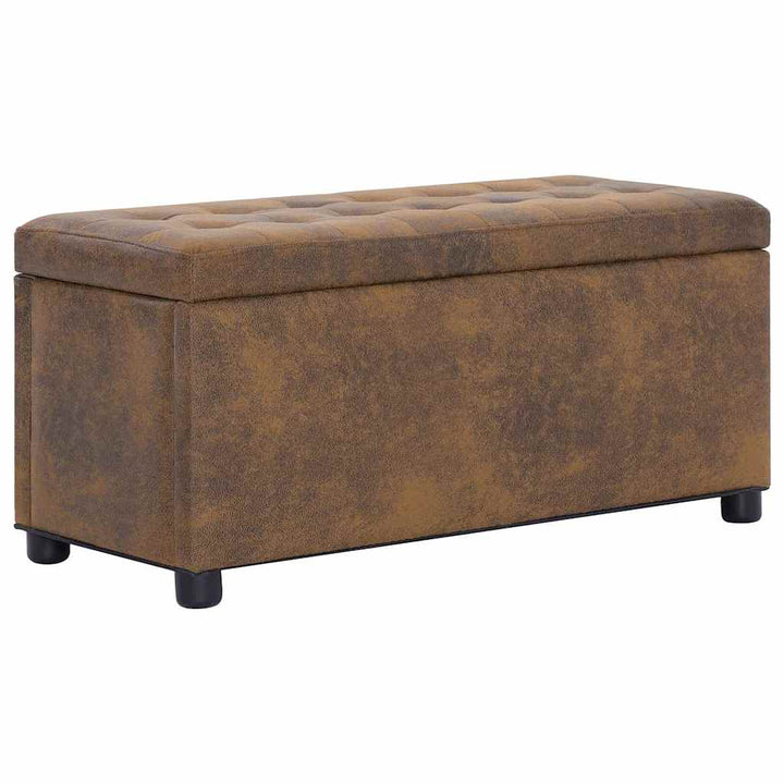 ottoman med opbevaring 87,5 cm imiteret ruskind brun