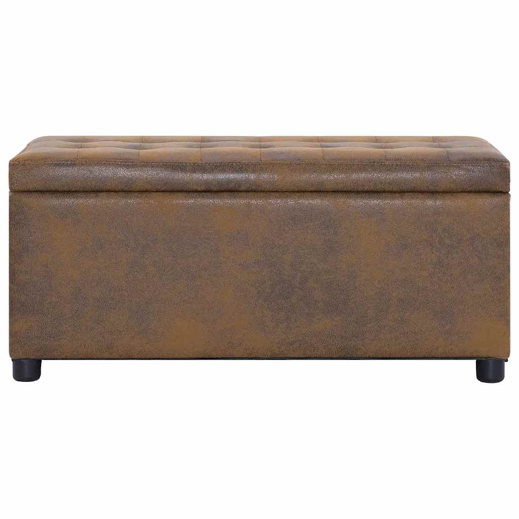 ottoman med opbevaring 87,5 cm imiteret ruskind brun