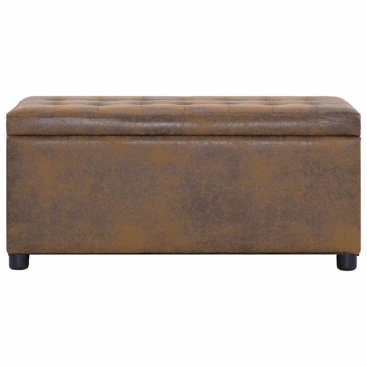 ottoman med opbevaring 87,5 cm imiteret ruskind brun