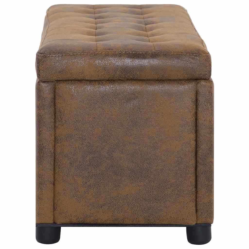 ottoman med opbevaring 87,5 cm imiteret ruskind brun