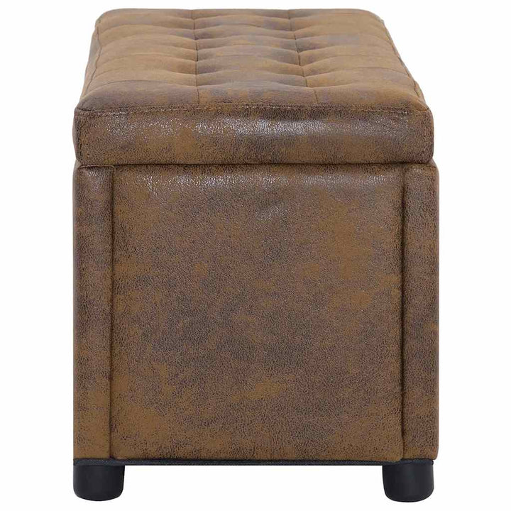 ottoman med opbevaring 87,5 cm imiteret ruskind brun