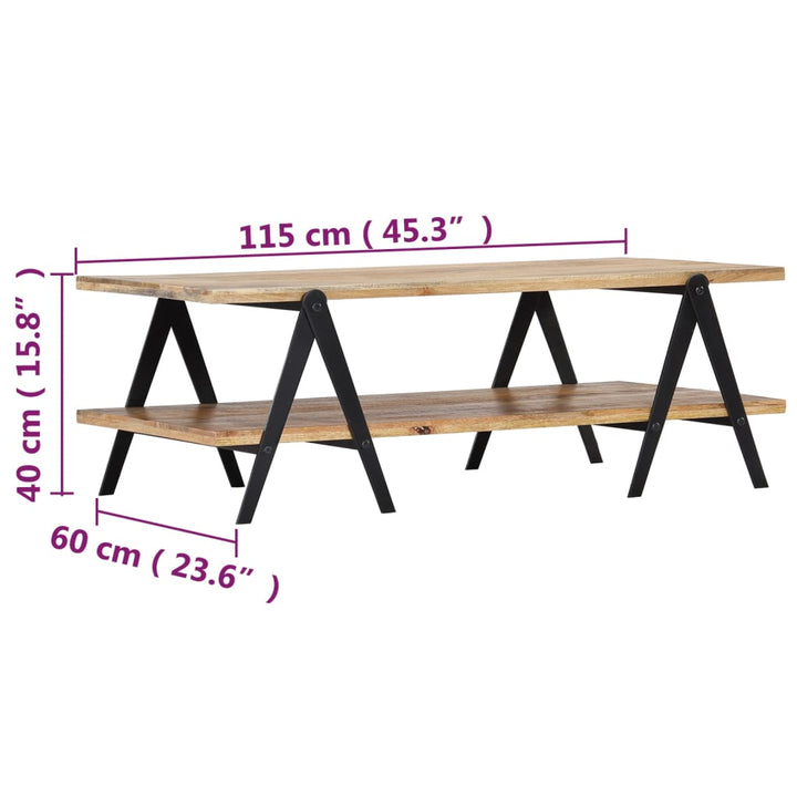 sofabord 115 x 60 x 40 cm massivt mangotræ