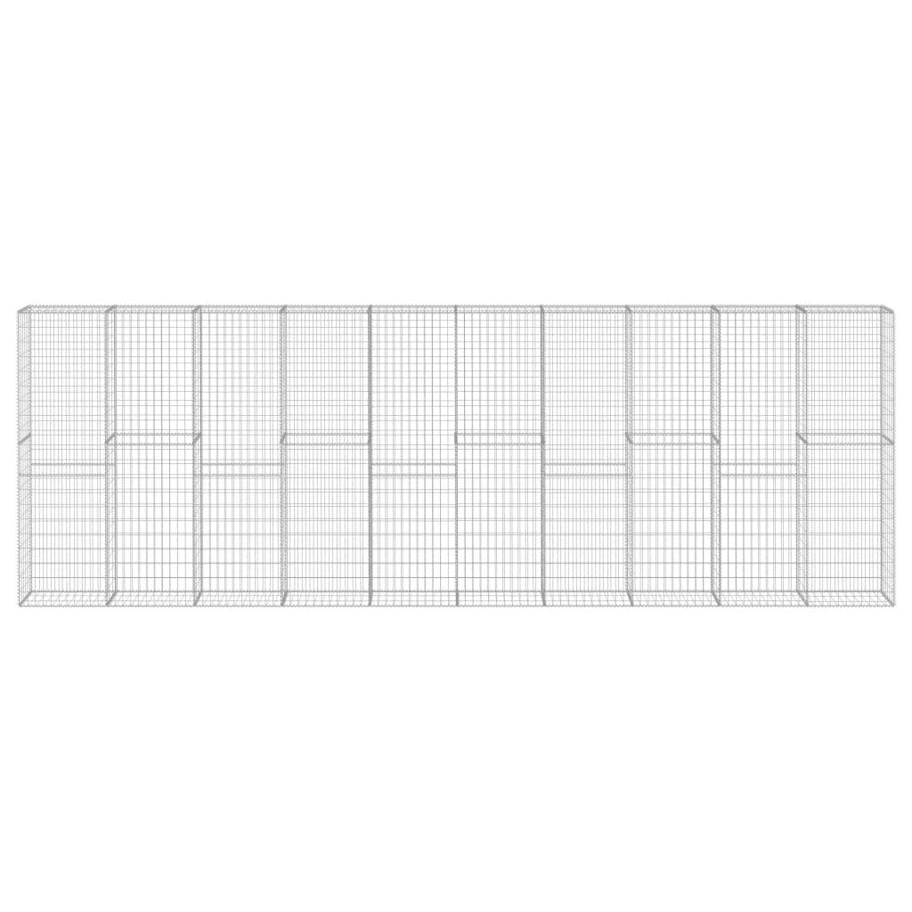 gabionvæg med dæksler galvaniseret stål 600 x 30 x 200 cm