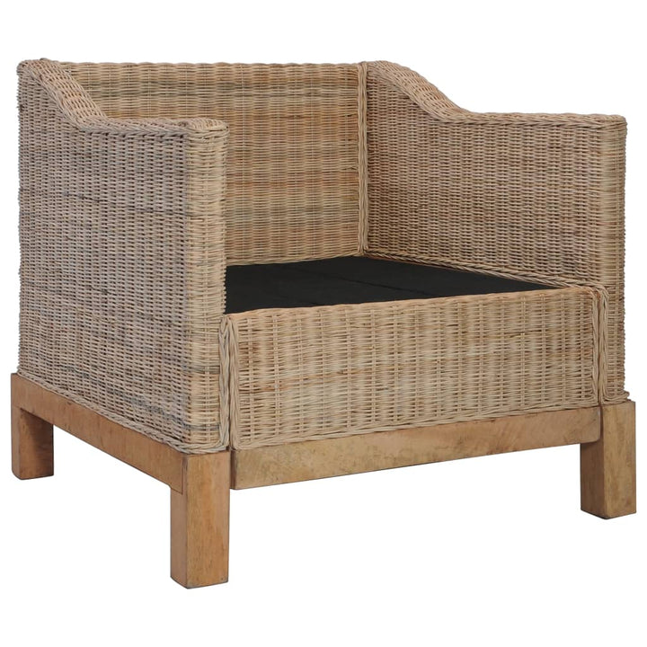 lænestol med hynder naturlig rattan