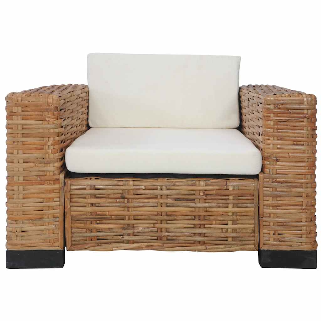 lænestol med hynder naturlig rattan