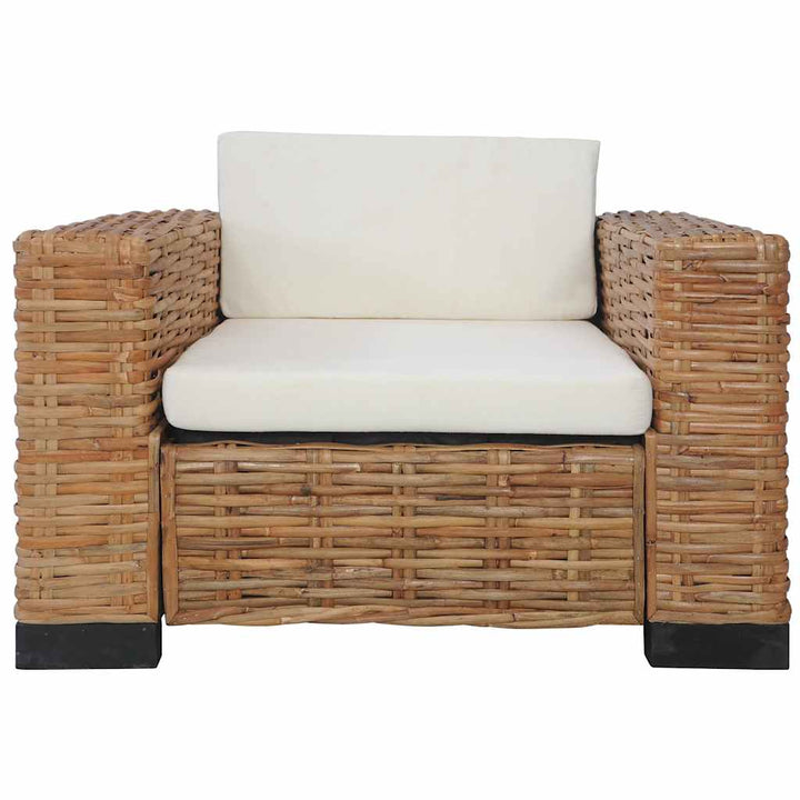 lænestol med hynder naturlig rattan