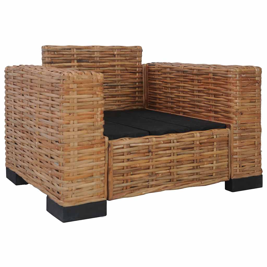 lænestol med hynder naturlig rattan