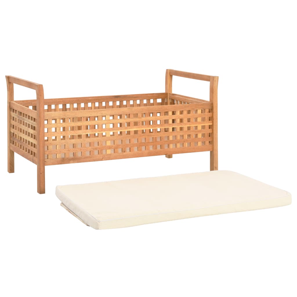 opbevaringsbænk 93 x 49 x 49 cm massivt valnøddetræ