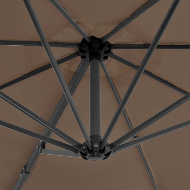 haveparasol m. transportabel fod gråbrun