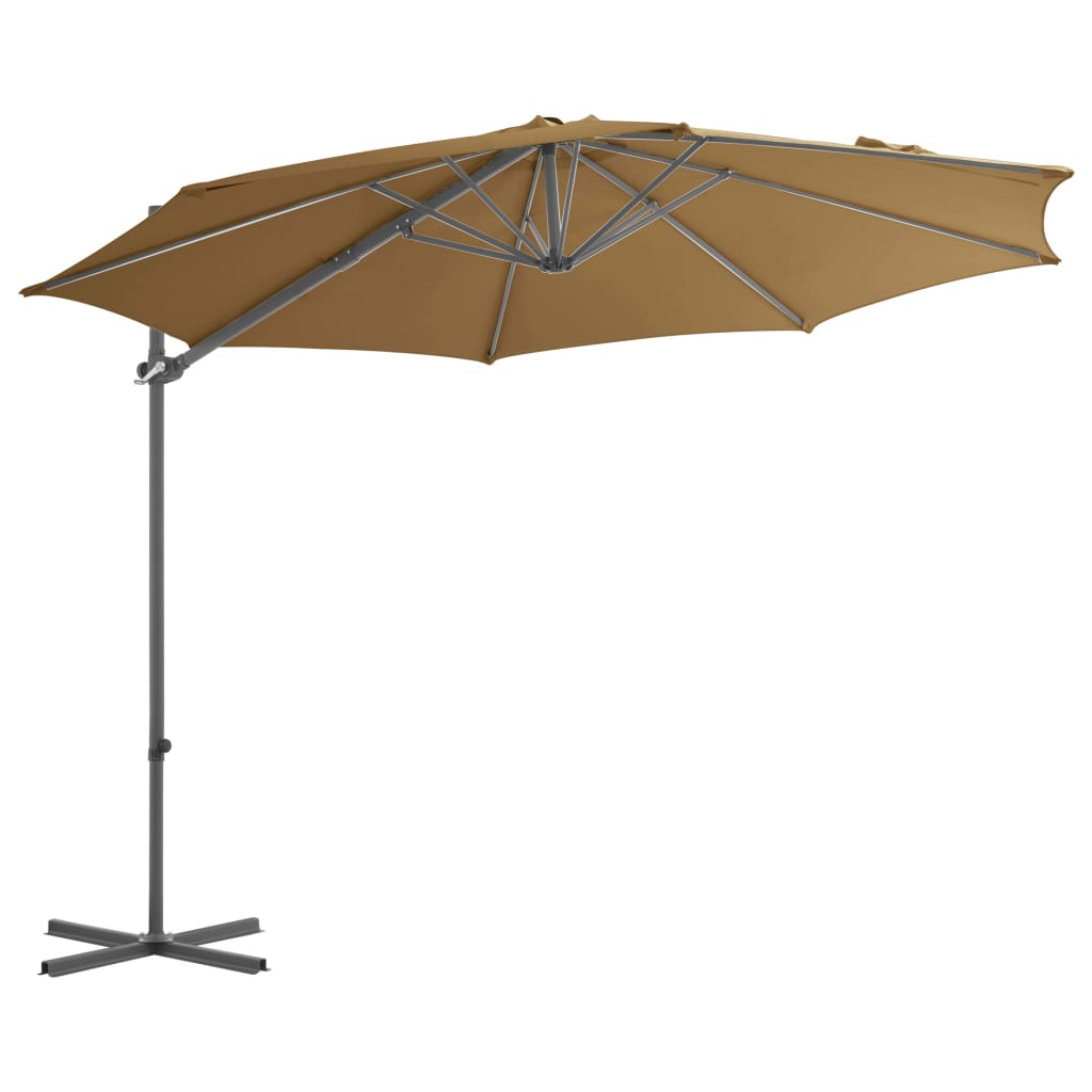 haveparasol m. transportabel fod gråbrun