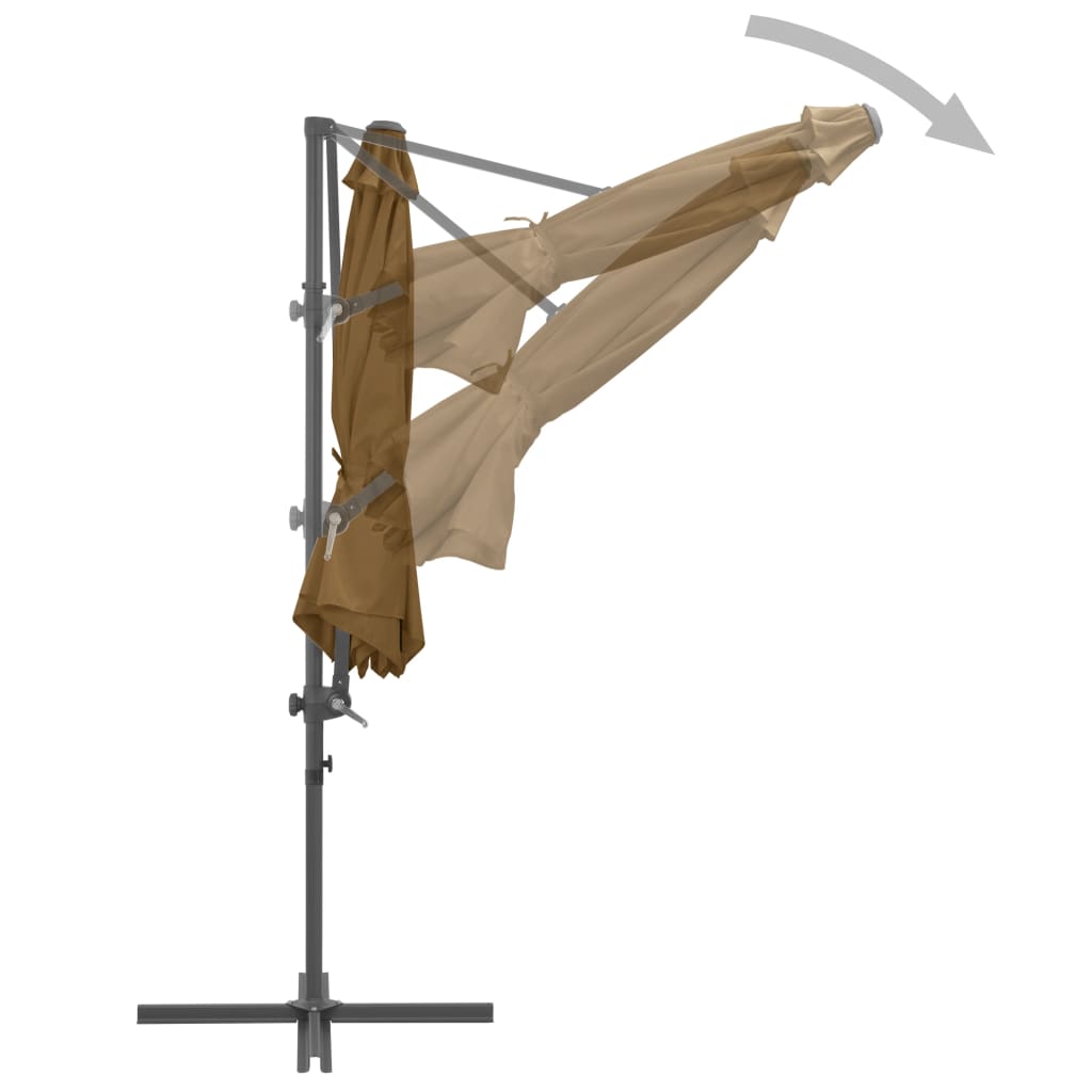 haveparasol m. transportabel fod gråbrun