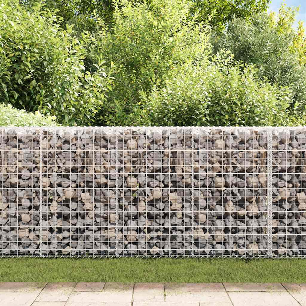 gabionvæg med dæksler galvaniseret stål 200 x 20 x 85 cm