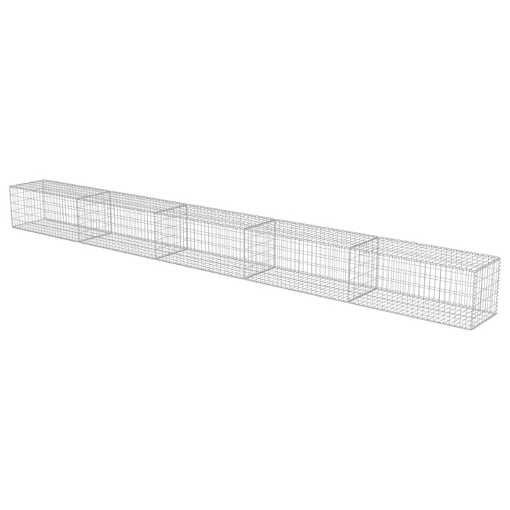 gabionvæg med dæksler galvaniseret stål 600 x 50 x 50 cm