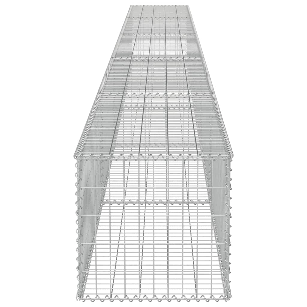 gabionvæg med dæksler galvaniseret stål 600 x 50 x 50 cm