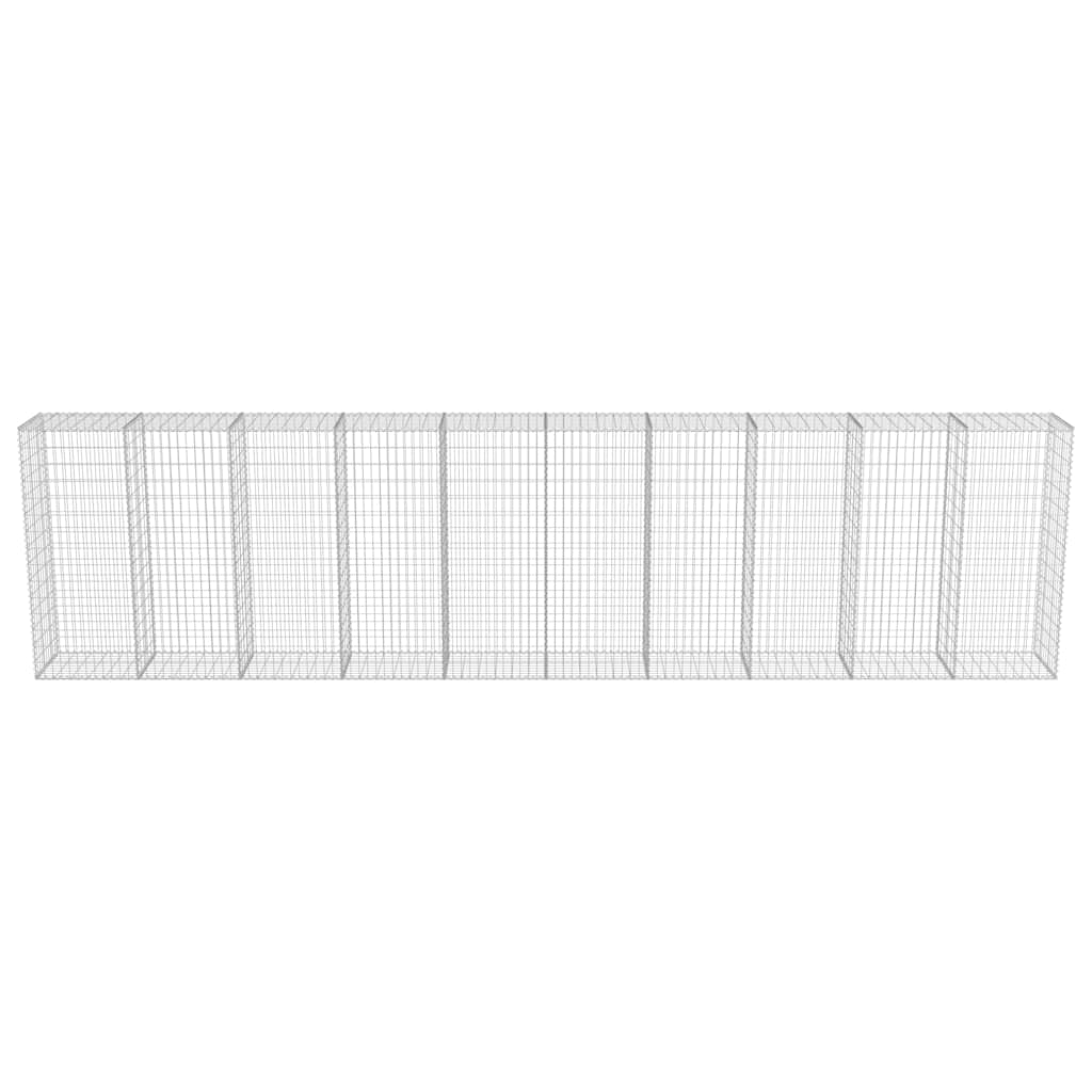 gabionvæg med dæksler galvaniseret stål 600 x 50 x 150 cm