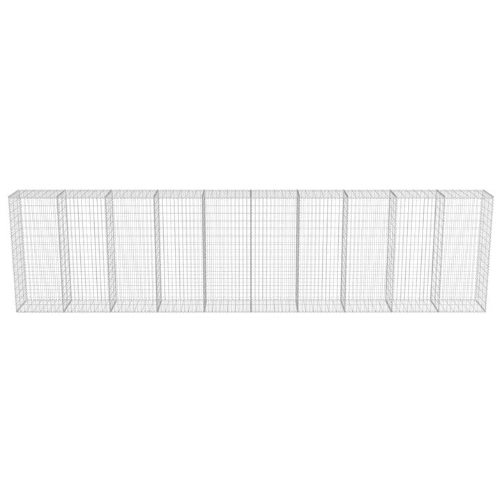 gabionvæg med dæksler galvaniseret stål 600 x 50 x 150 cm