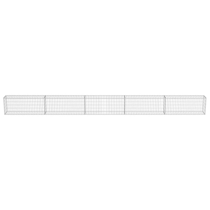 gabionvæg med dæksler galvaniseret stål 600 x 30 x 50 cm