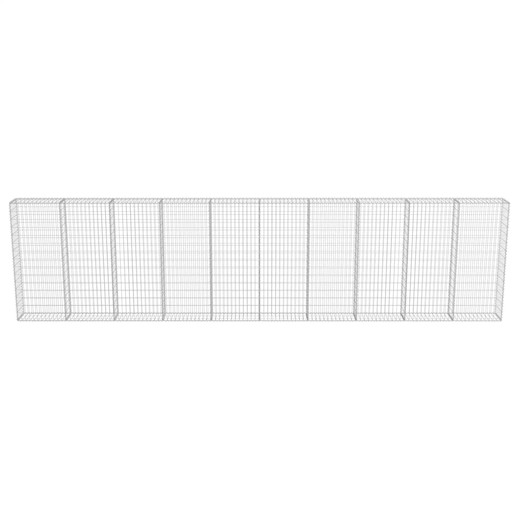 gabionvæg med dæksler galvaniseret stål 600 x 30 x 150 cm