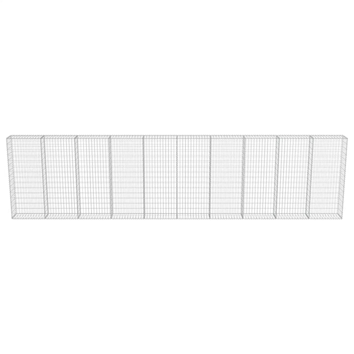 gabionvæg med dæksler galvaniseret stål 600 x 30 x 150 cm