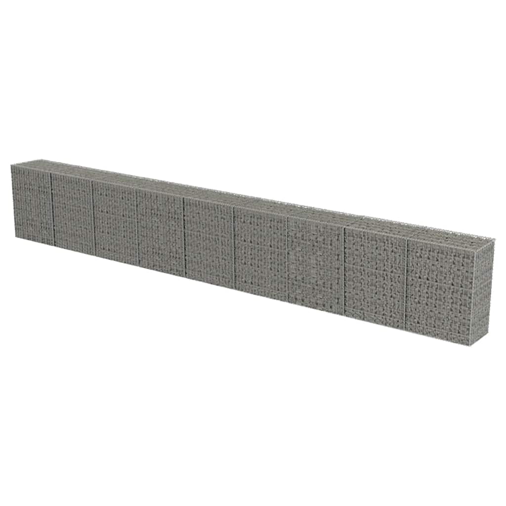 gabionvæg med dæksler galvaniseret stål 900 x 50 x 100 cm