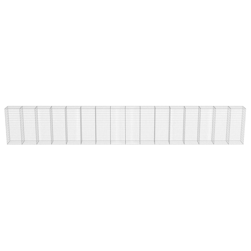 gabionvæg med dæksler galvaniseret stål 900 x 50 x 150 cm
