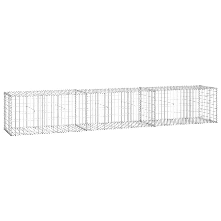 gabionvæg med dæksler galvaniseret stål 300 x 50 x 50 cm