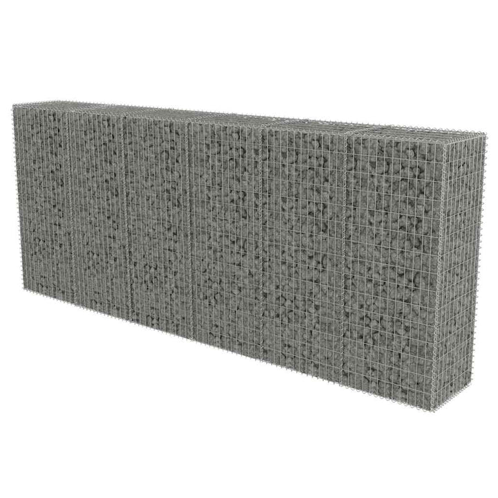 gabionvæg med dæksler galvaniseret stål 300 x 50 x 150 cm