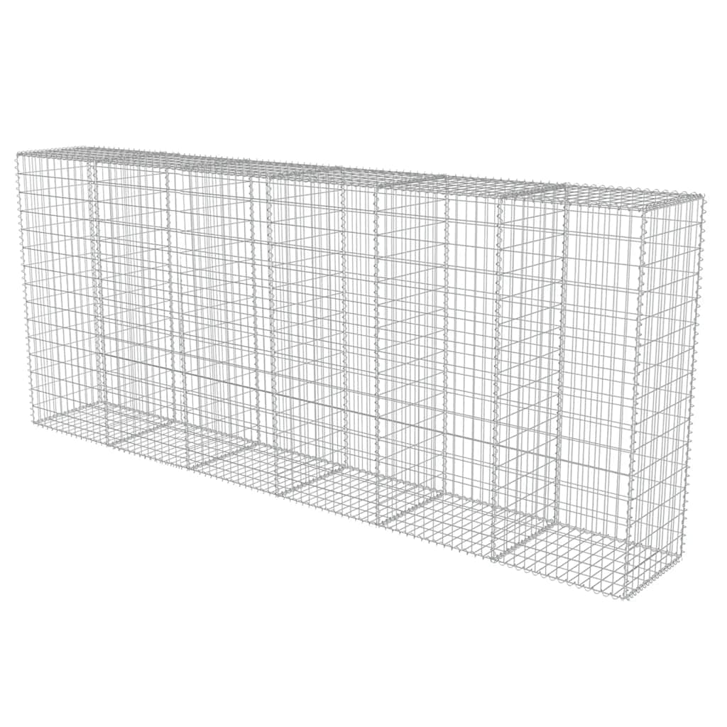gabionvæg med dæksler galvaniseret stål 300 x 50 x 150 cm