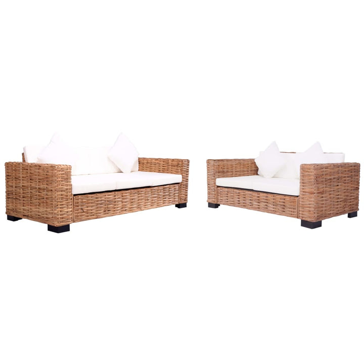 sofasæt i 2 dele med hynder naturligt rattan