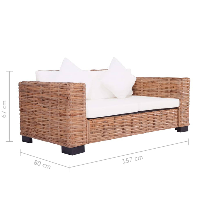sofasæt i 2 dele med hynder naturligt rattan