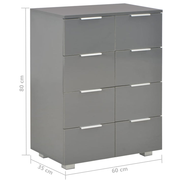 kommode 60x35x80 konstrueret træ grå højglans