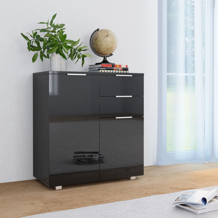 skænk 71x35x80 cm konstrueret træ sort højglans