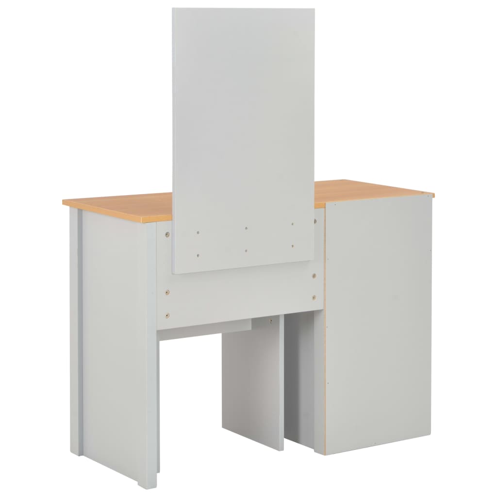 toiletbord med spejl og skammel 104x45x131 cm grå