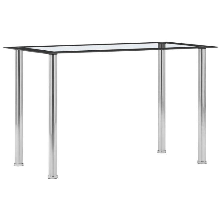 spisebord 120x60x75 cm hærdet glas sort og gennemsigtig