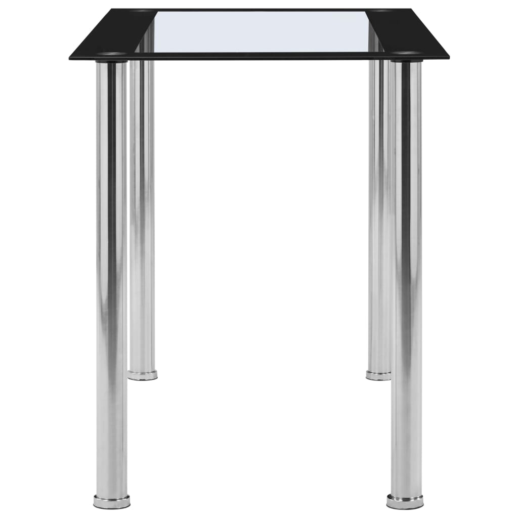 spisebord 120x60x75 cm hærdet glas sort og gennemsigtig