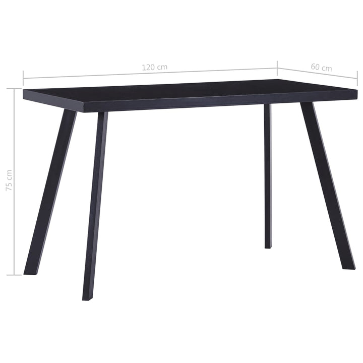 spisebord 120x60x75 cm hærdet glas sort