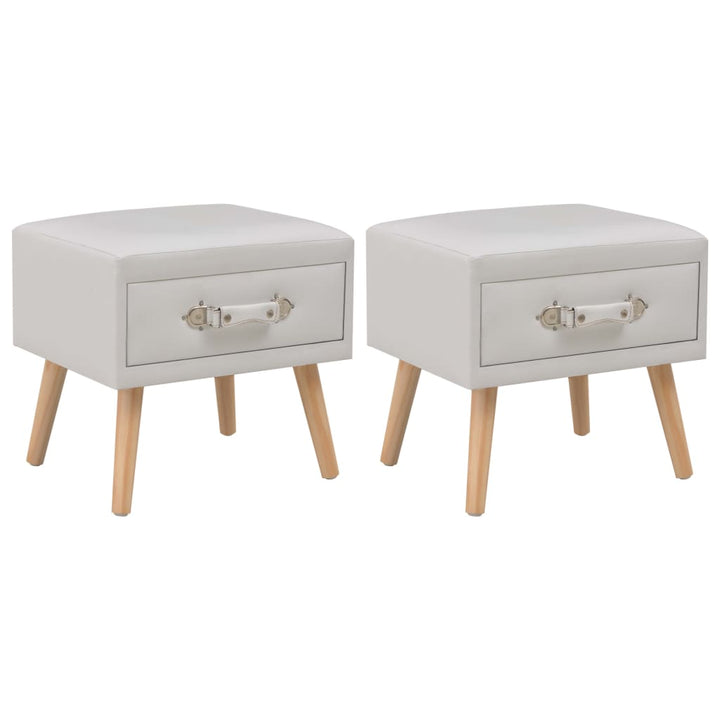 sengeskabe 2 stk. 40 x 35 x 40 cm kunstlæder hvid