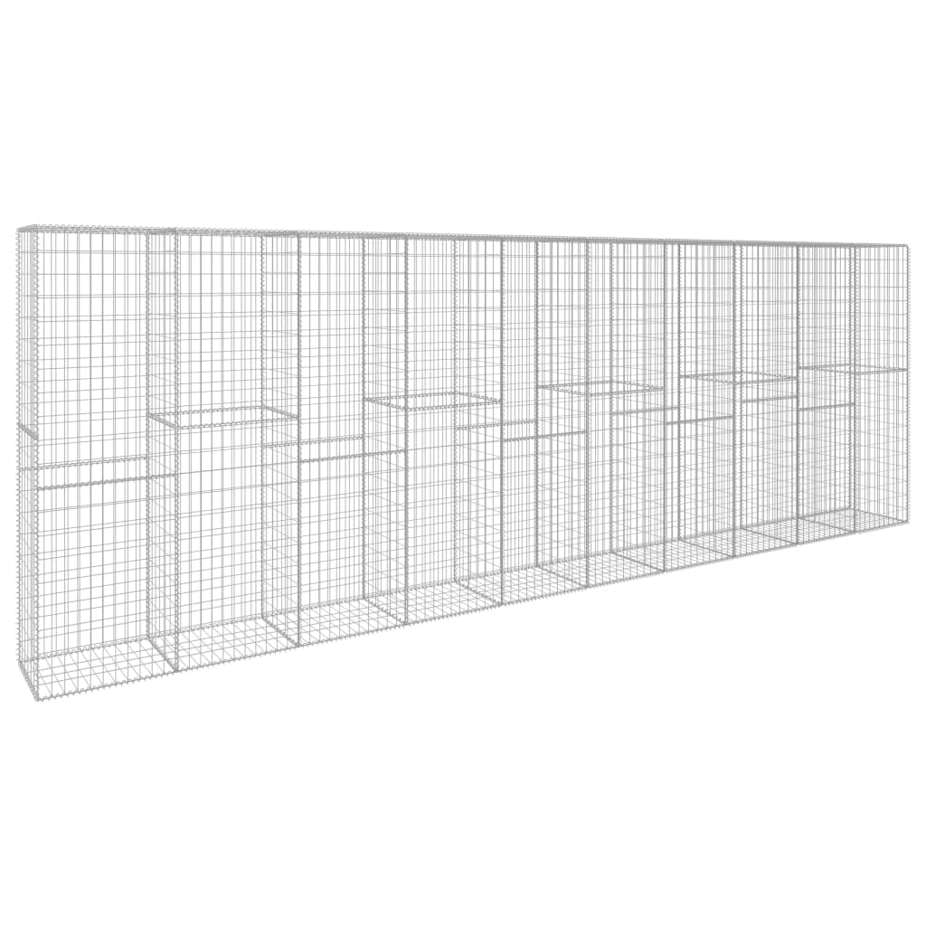 gabionvæg med dæksler galvaniseret stål 600 x 50 x 200 cm