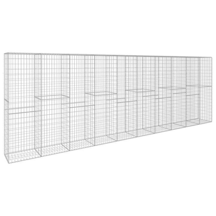 gabionvæg med dæksler galvaniseret stål 600 x 50 x 200 cm